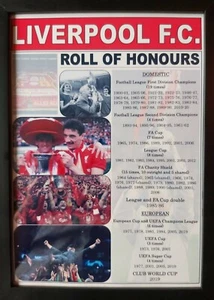 Liverpool FC club history roll of honours - updated 2020 - framed print - Picture 1 of 2