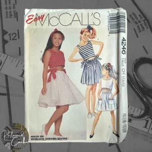 McCall's 4246 Girls Two Piece Dress (Top Skirt Culottes) Pattern Sz 7-8-10 Uncut - Picture 1 of 5