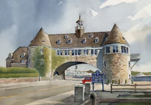 Die Türme von Narragansett, Rhode Island. James Mann Aquarell Kunst Notizkarten - Bild 1 von 3