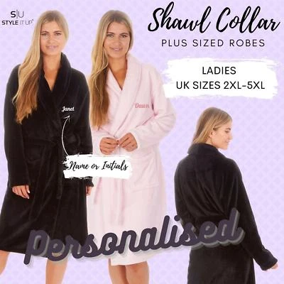 STYLE IT UP Personalised Ladies Plus Sizes Dressing Gown Super Soft Womens Robe Housecoat