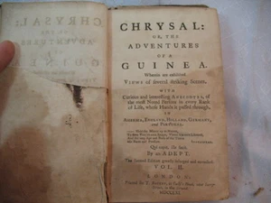 CHRYSAL OR THE ADVENTURES of a GUINEA  ANTIQUE old book AMERICA ENGLAND, 1761 - Picture 1 of 12
