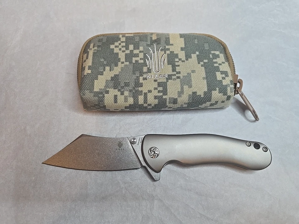 Kizer Zugang Frame Lock Flipper Knife Titanium (3.75" Stonewash) Ki4439A1 & Case - Image 1 of 4