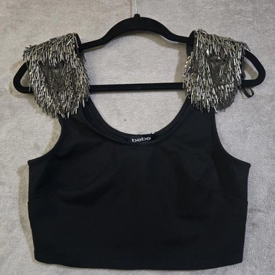 Top corto con tachuelas Bebe para mujer pequeño de metal negro motociclista grunge festival de rock gótico Foto 1 de 4