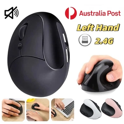 Wireless Left Hand Mouse Game Ergonomic Vertical 2.4G Cordless USB Laptop PC AU - Image 1 of 4