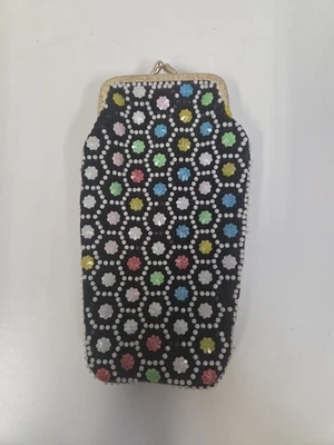 Vintage Geldbörse mehrfarbig Perlen Kiss Lock Retro - Bild 1 von 3