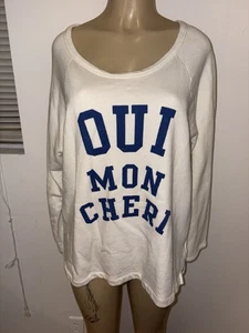 J. Crew Ivory Graphic Sweatshirt „ Oui Min Cheri “ Gr. XL - Bild 1 von 5