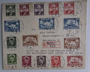 Brief 15,5x12,5 gelaufen Grönland Station Nord Dänemark 1953 Stempel - Bild 1 von 5