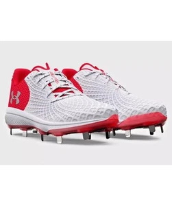 UNDER ARMOUR UA Glyde 2 MT Metal Softball Cleats Red US Women's Size 11 NEW - Picture 1 of 10