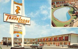 Mason City, Iowa TRAVELODGE Schwimmbad Straßenrand ca 1960er Jahre Vintage Postkarte - Bild 1 von 2