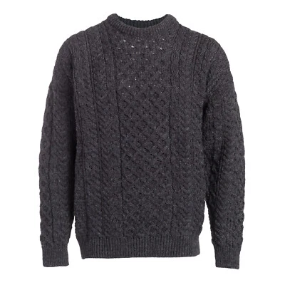 Irish Wool Sweater Crew Neck Pullover Merino Wool Aran Fisherman Cable Knit Warm - Image 1 of 2