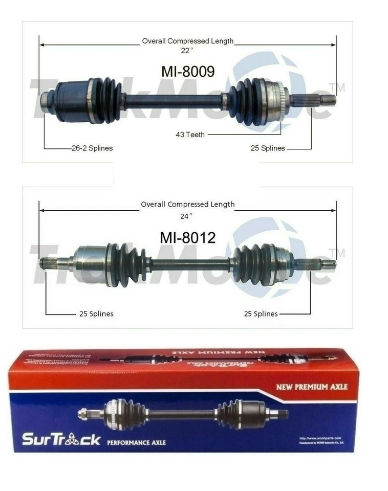 For Mitsubishi Galant Talon 2000 GTX AWD 2 Front CV Axle Shafts SurTrack Set - Image 1 of 1