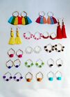 4Pairs Tassel Hoop Earrings Set Random Color Lot Woman Gift Christmas Jewelry 