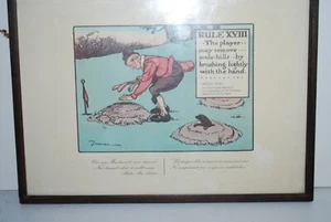 LITHOGRAPHIE HUMORISTIQUE SUR LE GOLF RULE VIII OFFERT PAR PERRIER 37 X 28 CM - Picture 1 of 4
