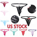 US Men Floral Lace G-string Jockstrap Briefs High Cut Thongs Panties Underwear