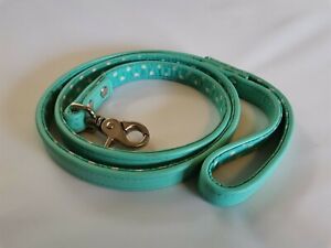 Green and White Polka Dot Dog Lead Faux Leather 100cm x 20mm Heavy Duty Clip