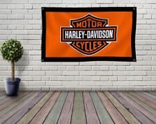 Harley Davidson Orange Flag 3x5 FT Banner Man Cave Garage Workshop Wall Decor