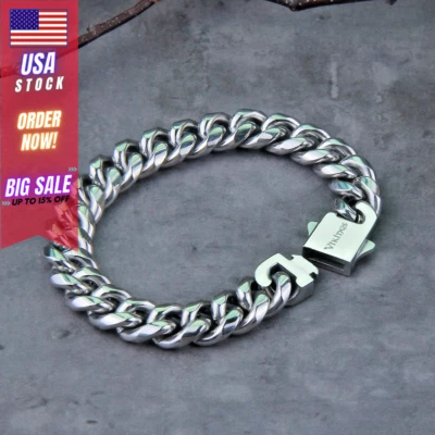 Pulseira de corrente de elos cubanos Viking aço inoxidável masculina pulseira motociclista presente nova - Imagem 1 de 4