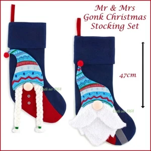 Mr & Mrs Gonk Christmas Stocking Set 47cm Long Set of 2 Stockings Christmas NEW - Picture 1 of 24