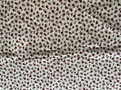 SCHWARTZ LIEBMAN FABRIC~Floral Cream Maroon~SMALL PRINT~Cotton Single Cut~44x97~ - Image 1 of 3