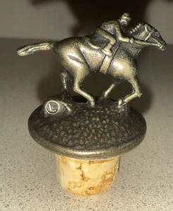 Blanton’s Bourbon Whiskey Cork Bottle Stopper w/Race Horse & Jockey Letter “L” - Picture 1 of 4