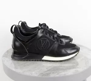 Women's Louis Vuitton Run Away Black Leather Sneakers US 7.5 EUR 37.5 - Picture 1 of 16