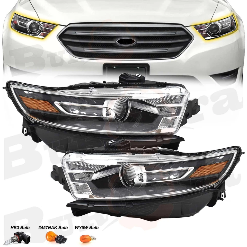 Pair For 2013-2019 Ford Taurus w/ Gray Trim Projector Halogen Headlights LH&RH - Image 1 of 4