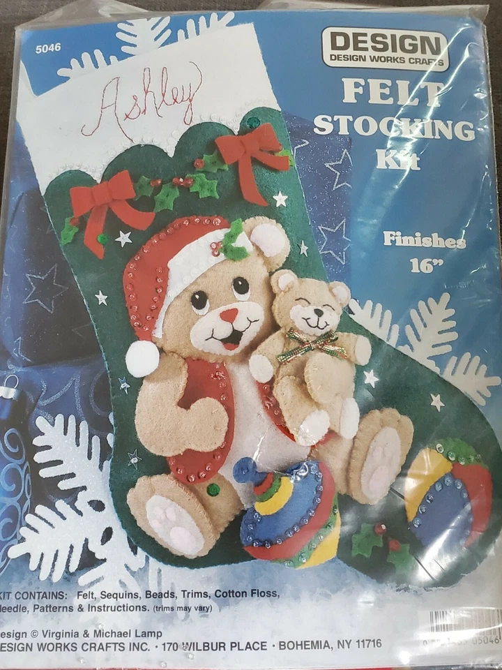 Design Works Playful Bears Felt Christmas Stocking Kit 5046