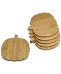 Posavasos de calabaza de bambú Godinger, juego de 6 - NUEVO - Imagen 1 de 3