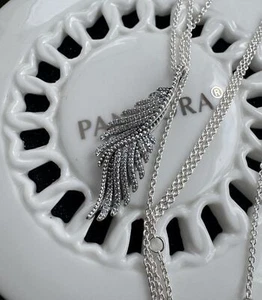 Auténtico collar de cadena de plumas majestuosas Pandora #390373CZ - 70 cm / 27,5 pulgadas - Imagen 1 de 7