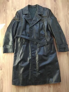 Vintage Soviet Military Uniform Leather Trench Coat KGB Officer USSR Police old - Picture 1 of 12
