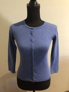 100% ladies cashmere cardigan sweater color light blue - Picture 1 of 3