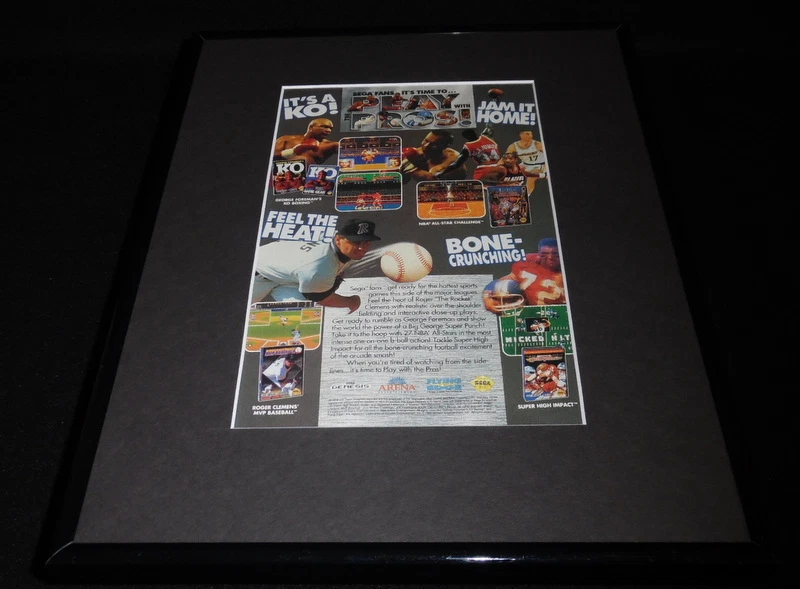 Roger Clemens MVP Baseball 1992 Sega Genesis Framed 11x14 ORIGINAL Advertisement - Image 1 of 1