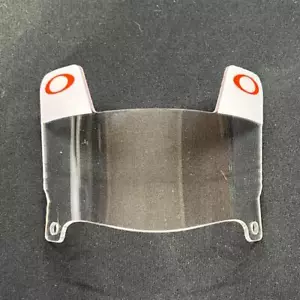 White/Orange Oakley Tabs - Clear MINI Football Helmet Visor with Orange Clips - Picture 1 of 2