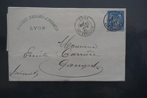 L-371 Stempel T84 von Lyon Les Terreaux (Rhône) auf Nr. 90, auf der Rückseite schnell unterwegs - Bild 1 von 2