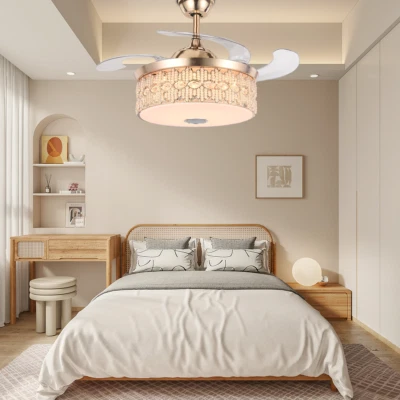 Smart 42"Bluetooth Music Chandelier with Remote Retractable Ceiling Fan Light - Image 1 of 4