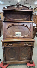 Renaissance Victorian Crested Walnut Slant Front Desk c1880s