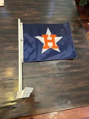Vintage Houston Astros White Pole Double Sided Car (Window) Flag - Image 1 of 4