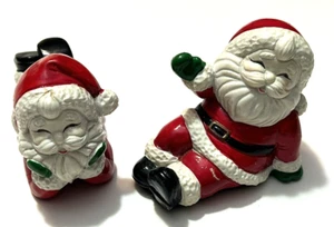 Juego de 2 estatuillas de cerámica de Papá Noel George Good 1985 de colección - Imagen 1 de 3