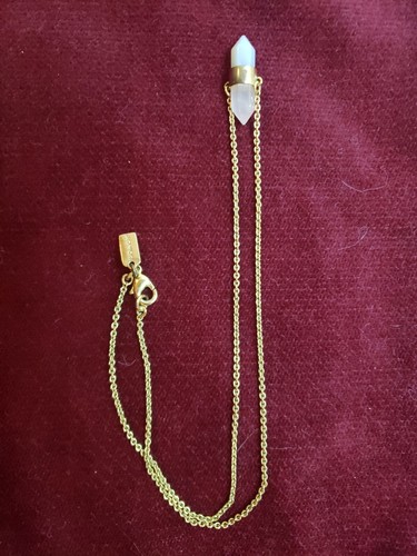 COLLANA CATENA ORO COACH Etichetta Firma CRISTALLO QUARZO PIETRA