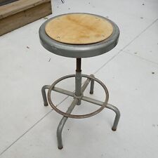 Antique Metal Drafting Stool Vintage Gray Metal Swivel Chair Office Adjustable
