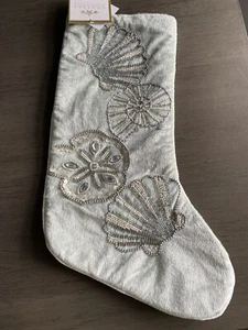 COASTAL COLLECTION  BEACH HOUSE DECOR BEADED "SHELLS" Christmas Stocking NWT - Picture 1 of 3