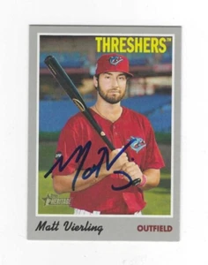 Signed MATT VIERLING Clearwater Threshers 2019 Topps Heritage Minors Card #9 COA - Picture 1 of 1