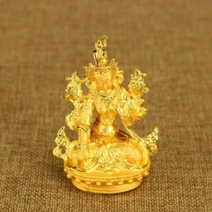Fengshui Tibetan Buddhism Green Tara Buddha Statue Golden Statue - Picture 1 of 4