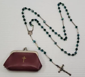 *C54) Sterling Silver Iridescent Faceted Miraculous Medal Rosary Beads Rome - Picture 1 of 15