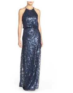Donna Morgan 'Tiffany' Sequin Halter-Style Blouson Gown (size 10) - Picture 1 of 3