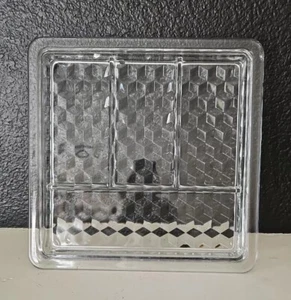 HTF VTG ELEGANT GLASS  FOSTORIA AMERICAN CUBE 11-INCH SQ. 4-PART RELISH TRAY! - Picture 1 of 6