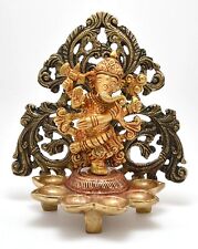 Tanzende Ganesha Schnitzen Messing Diya Ständer Prunkstück Statue Figur