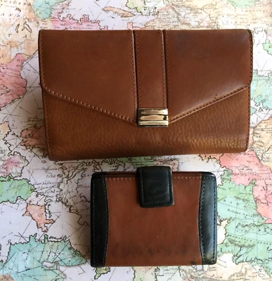 Carteiras de couro vintage talão de cheques couro bovino marrom envelhecido porta-dinheiro encaixe moeda bi-dobrável b - Imagem 1 de 4