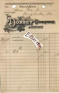 1916 Billhead DORSEY COMPANY STAZIONATORI STAMPA DALLAS TEXAS TX - Foto 1 di 1
