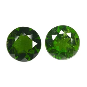 3.91 Cts Matching Pair World Class Round (8 x 8mm) Green Natural Chrome Diopside - Bild 1 von 7